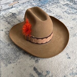 Stetson Brown Hat with Orange Feather